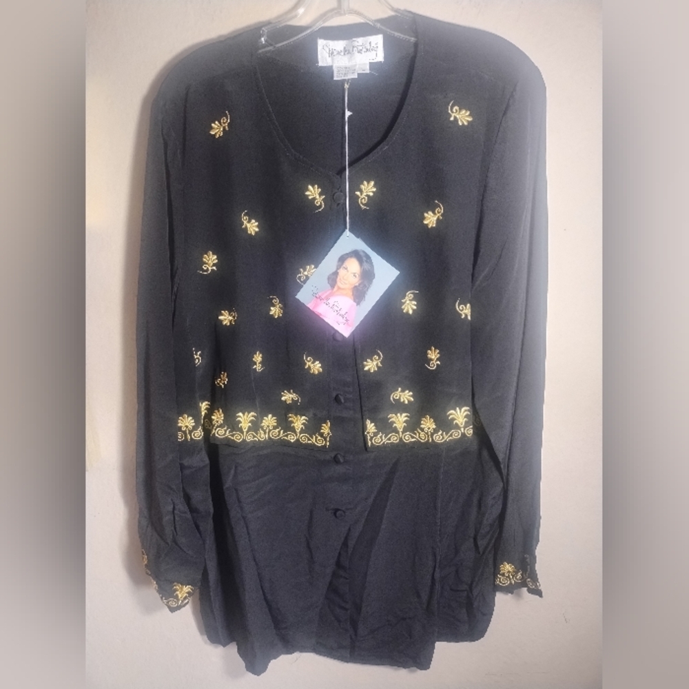 New Vintage Diane Von Furstenburg Top Silk Asian Boho Artsy Oversize Comfy Tunic